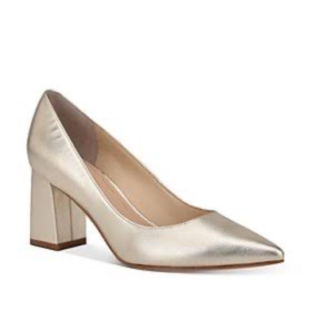 Marc Fisher Champagne Gold Square Heel Closed Toe Pumps